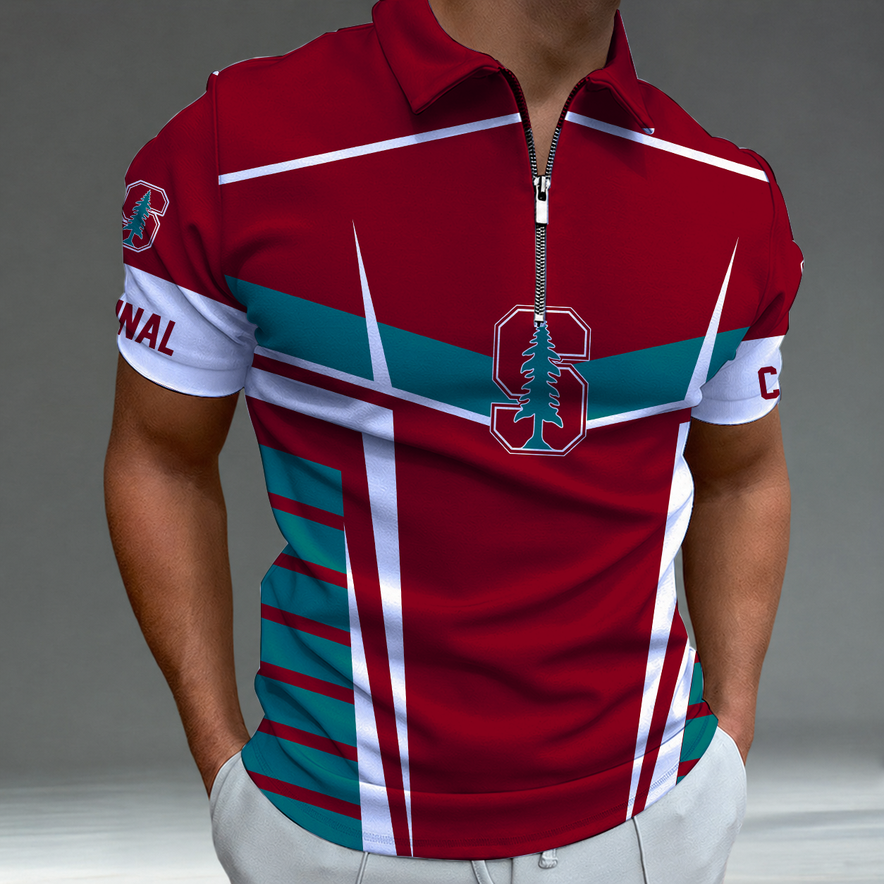 Limited Edition – Customized NCAA Stanford Cardinal Zipper Polo Shirt TTH210784