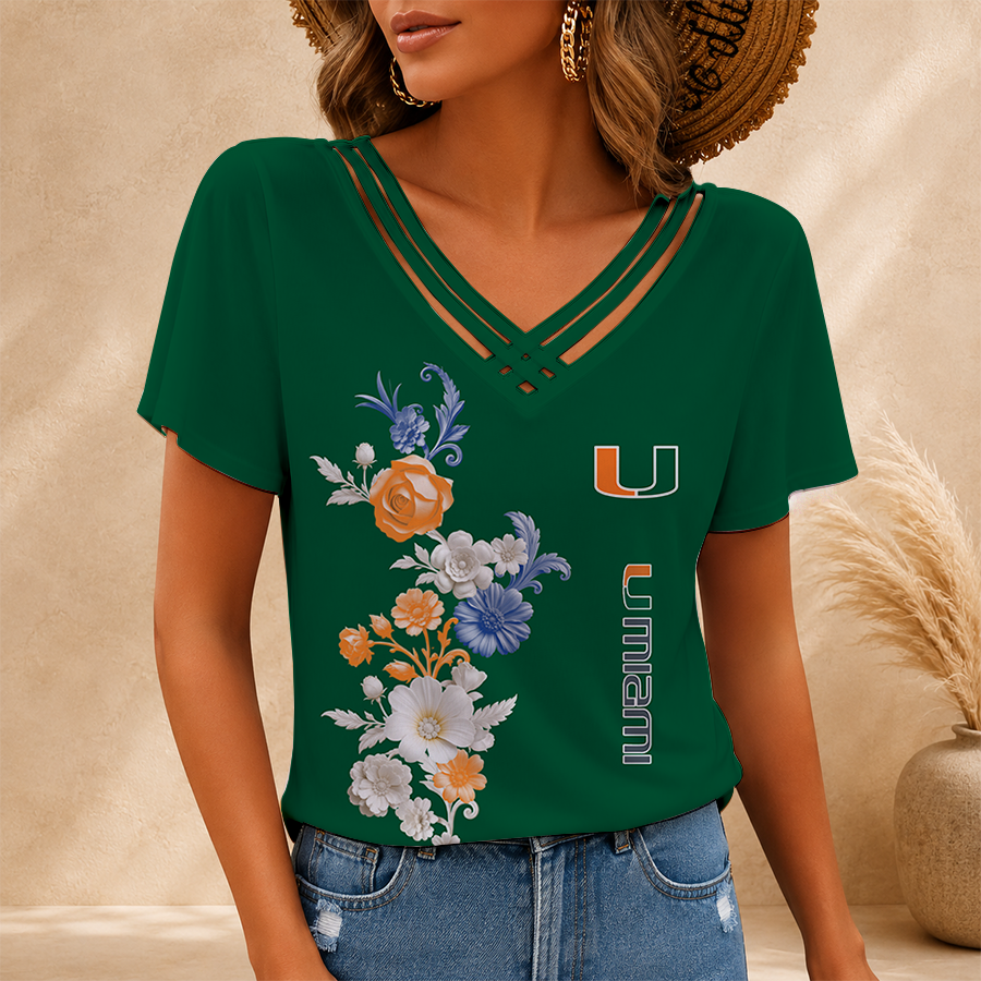 Limited Edition – Customized NCAA Miami Hurricanes V-Neck Shirt TTH210746