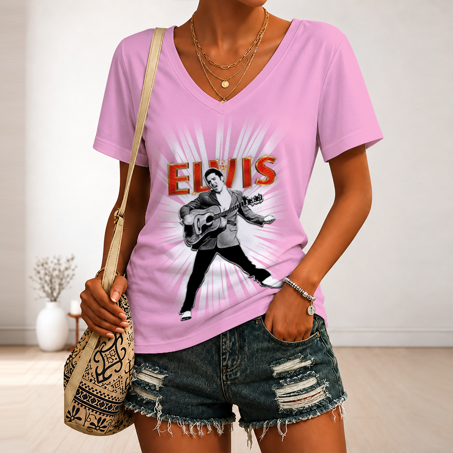 Limited Edition – Customized Elvis Presley V-Neck Female Shirt