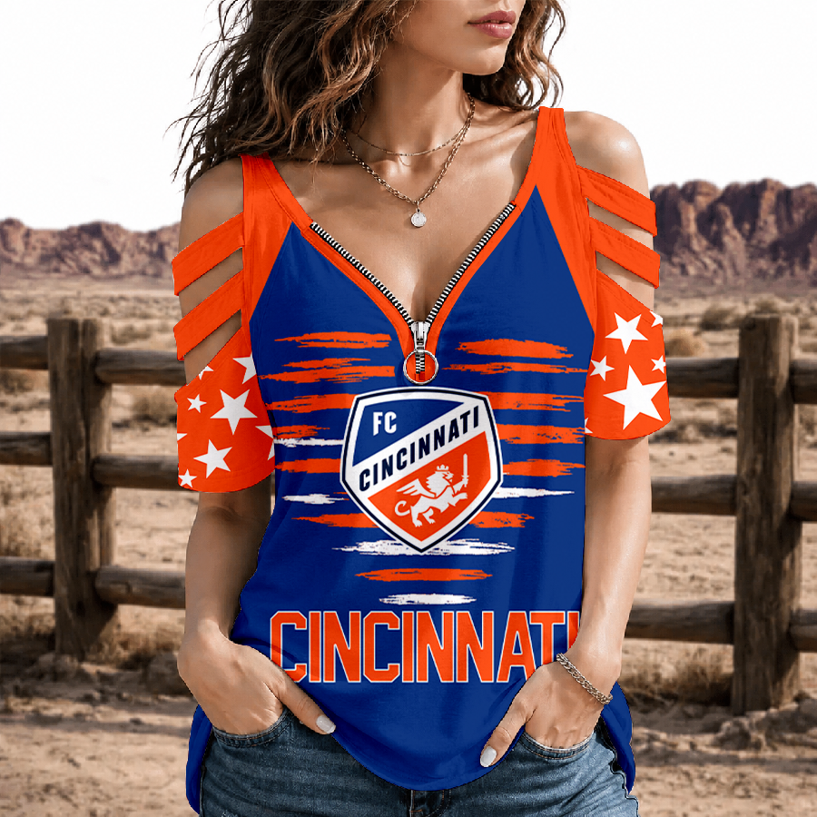 Limited Edition – Customized MLS Fc Cincinnati Strappy Cold-Shoulder Top TTH210747