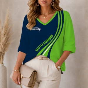 Limited Edition – Customized NFL Seattle Seahawks Women’s Heart V-Neck Long Sleeve Shirt TTH210790