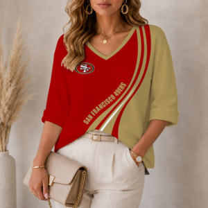 Limited Edition – Customized NFL San Francisco 49Ers Women’s Heart V-Neck Long Sleeve Shirt TTH210790