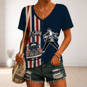 Limited Edition – Customized Elvis Presley V-Neck Female Shirt