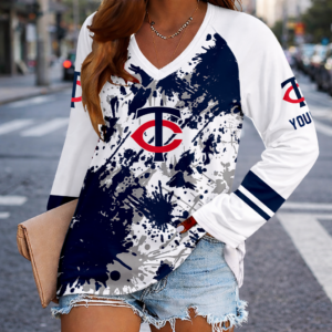 Limited Edition – Customized MLB Minnesota Twins Women’s V-Neck Long Sleeved Shirt TTH210767