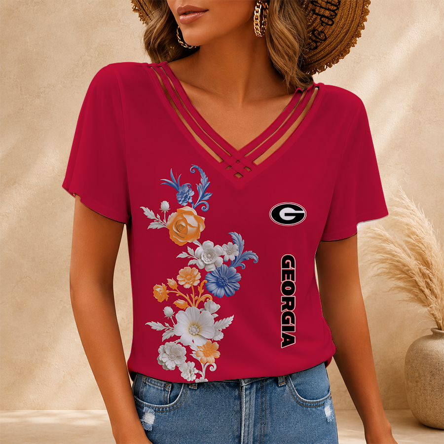 Limited Edition – Customized NCAA Georgia Bulldogs V-Neck Shirt TTH210746