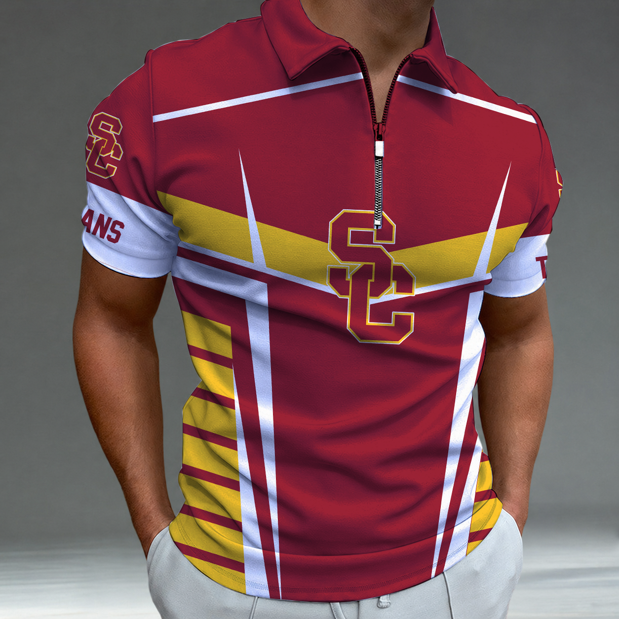 Limited Edition – Customized NCAA Usc Trojans Zipper Polo Shirt TTH210784