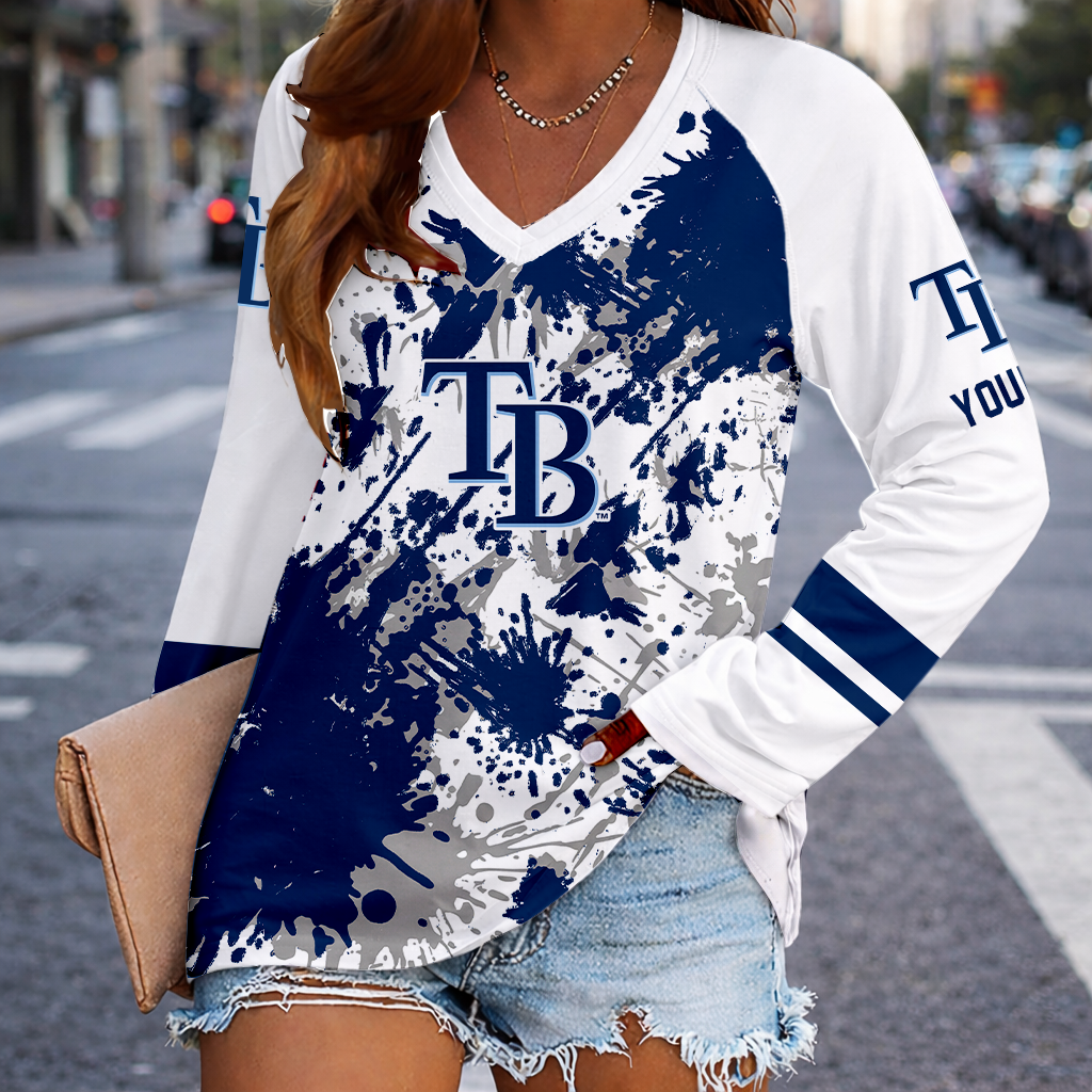 Limited Edition – Customized MLB Tampa Bay Rays Women’s V-Neck Long Sleeved Shirt TTH210767