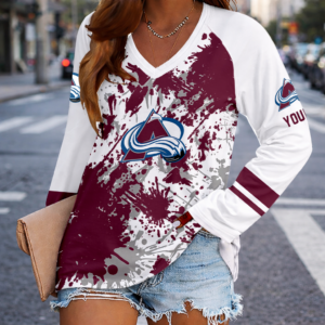Limited Edition – Customized NHL Colorado Avalanche Women’s V-Neck Long Sleeved Shirt TTH210781