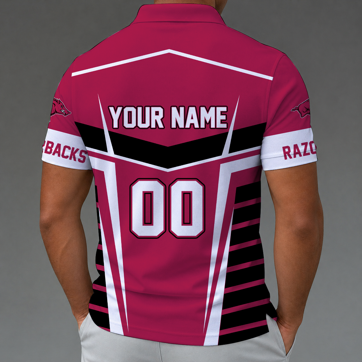 Limited Edition – Customized NCAA Arkansas Razorbacks Zipper Polo Shirt TTH210784 - Image 2