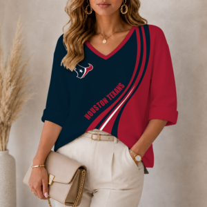 Limited Edition – Customized NFL Houston Texans Women’s Heart V-Neck Long Sleeve Shirt TTH210790
