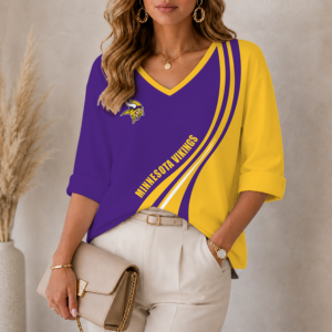 Limited Edition – Customized NFL Minnesota Vikings Women’s Heart V-Neck Long Sleeve Shirt TTH210790