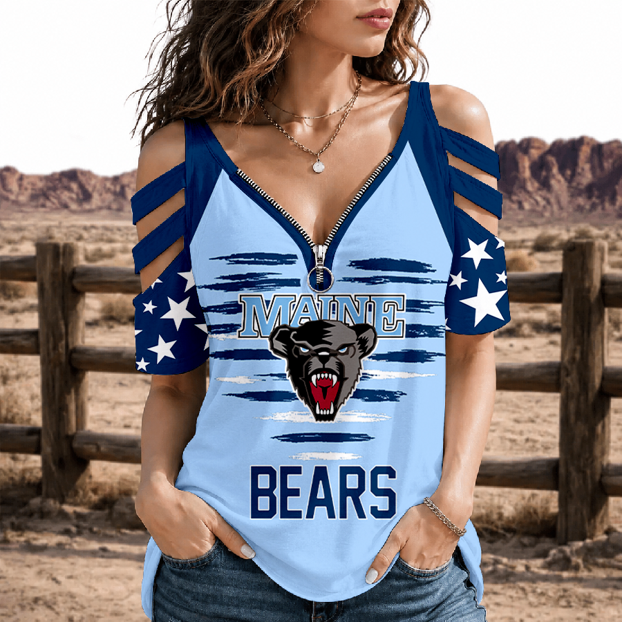 Limited Edition – Customized NCAA Maine Black Bears Strappy Cold-Shoulder Top TTH210795