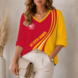 Limited Edition – Customized NBA Atlanta Hawks Women’s Heart V-Neck Long Sleeve Shirt TTH210773