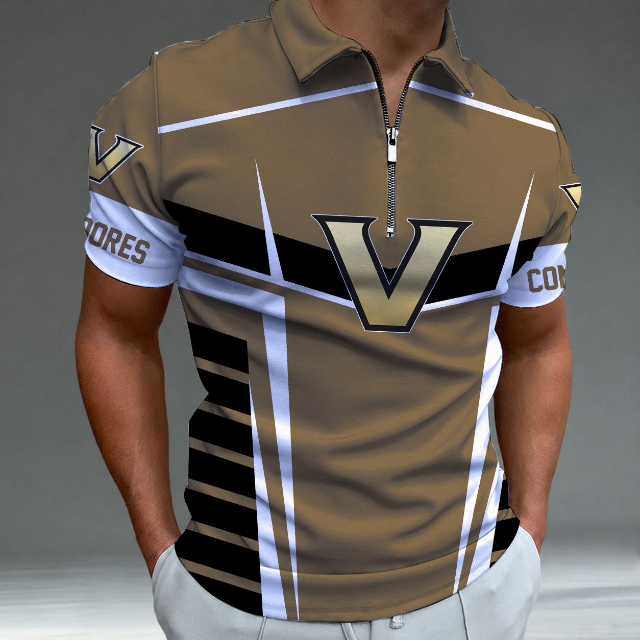 Limited Edition – Customized NCAA Vanderbilt Commodores Zipper Polo Shirt TTH210784