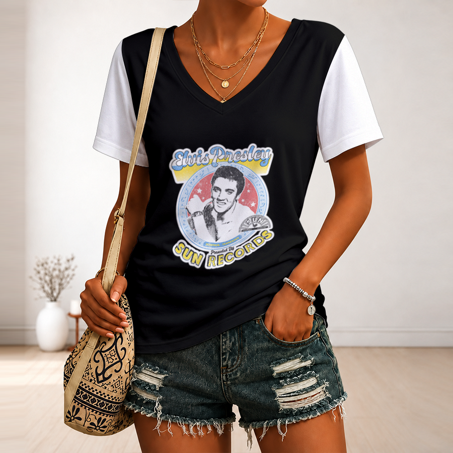 Limited Edition – Customized Elvis Presley V-Neck Female Shirt