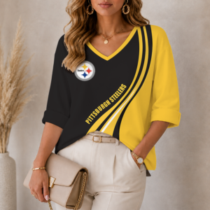 Limited Edition – Customized NFL Pittsburgh Steelers Women’s Heart V-Neck Long Sleeve Shirt TTH210790