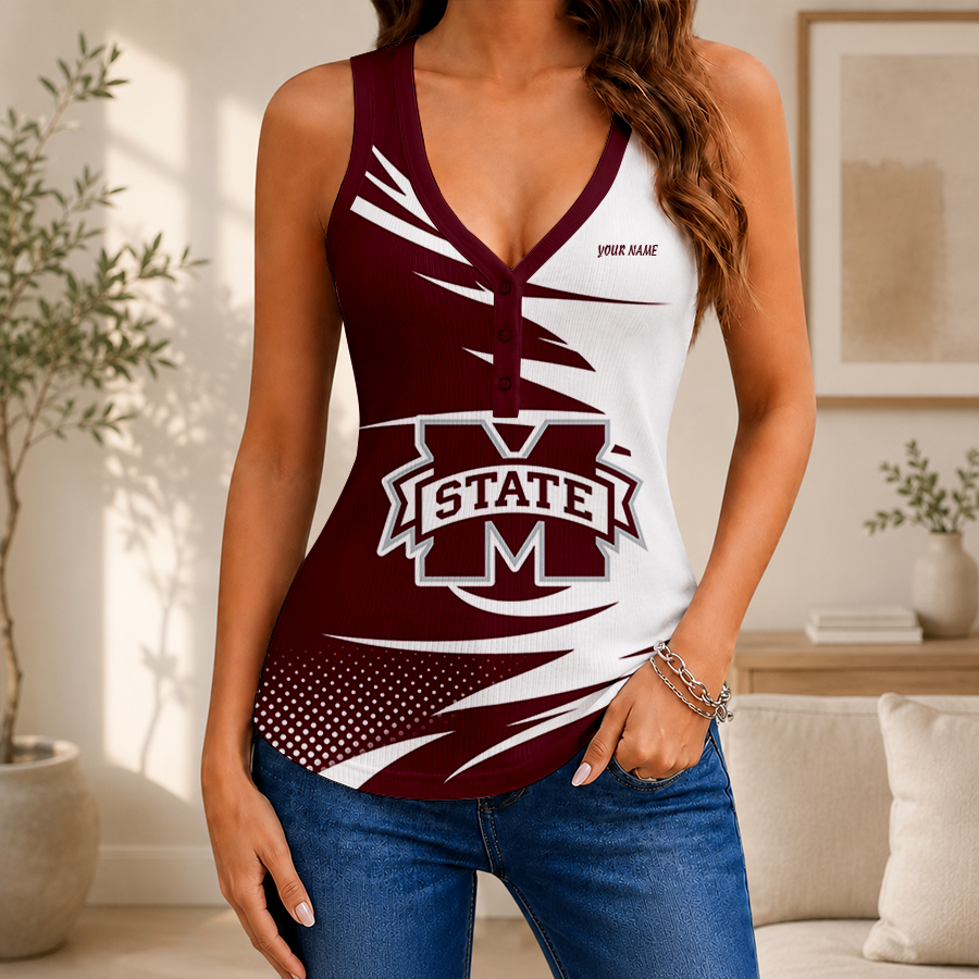 Limited Edition – Customized NCAA Mississippi State Bulldogs Women’s V-Neck Tank Top TTH210774