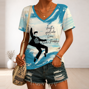 Limited Edition – Customized Elvis Presley V-Neck Female Shirt