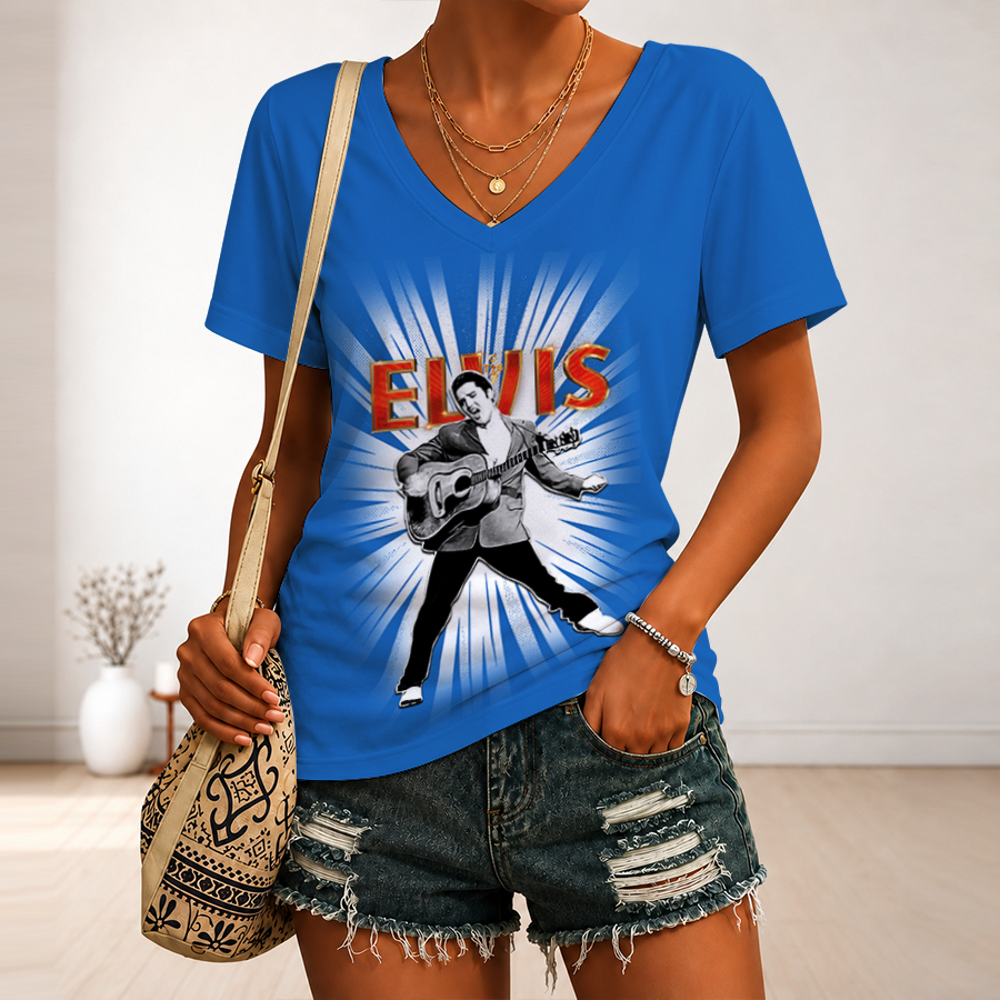 Limited Edition – Customized Elvis Presley V-Neck Female Shirt