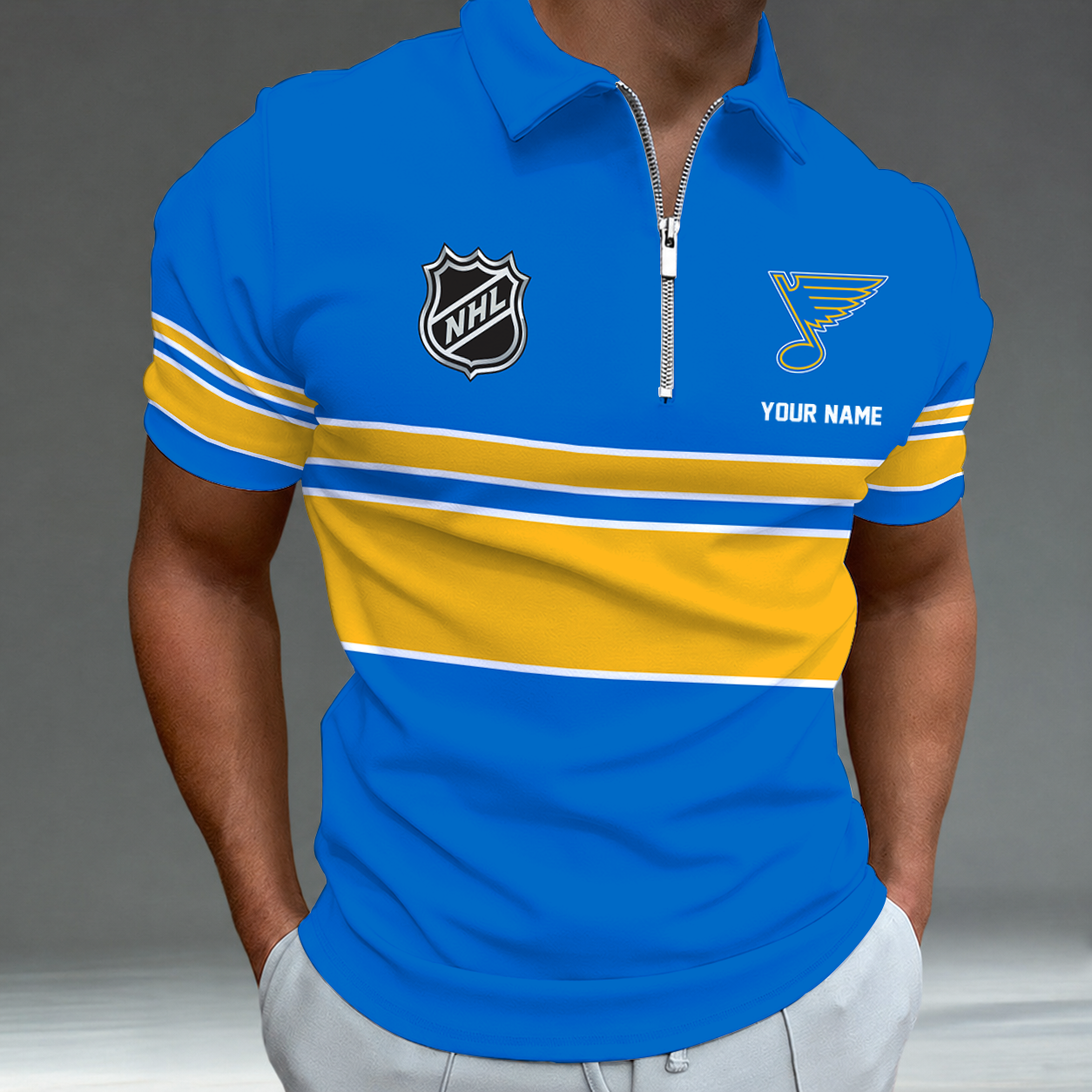 Limited Edition – Customized NHL St. Louis Khakis Zipper Polo Shirt TTH2107103