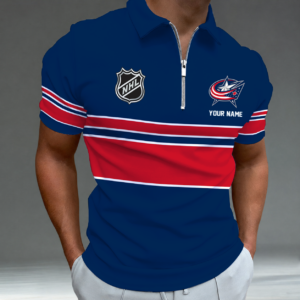 Limited Edition – Customized NHL Columbus Khaki Jackets Zipper Polo Shirt TTH2107103