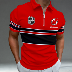Limited Edition – Customized NHL New Jersey Devils Zipper Polo Shirt TTH2107103