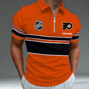 Limited Edition – Customized NHL Philadelphia Flyers Zipper Polo Shirt TTH2107103