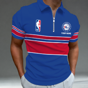 Limited Edition – Customized NBA Philadelphia 76Ers Zip Polo Shirt TTH2107111