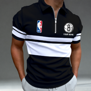 Limited Edition – Customized NBA Brooklyn Nets Zip Polo Shirt TTH2107111