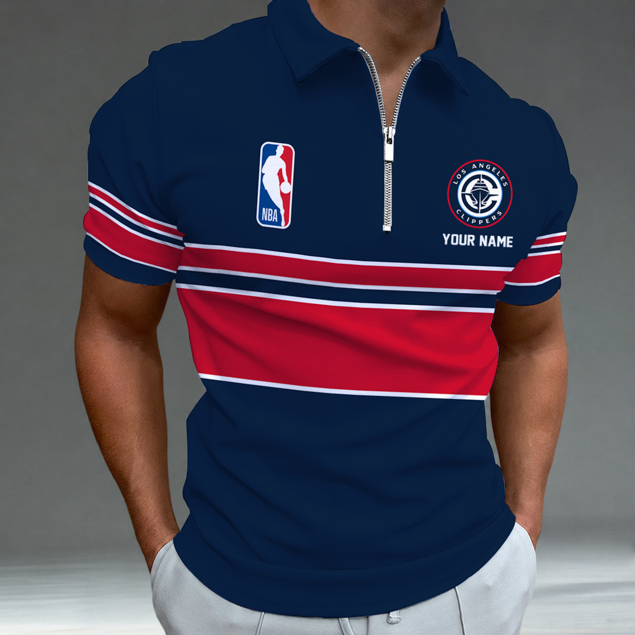 Limited Edition – Customized NBA Los Angeles Clippers Zip Polo Shirt TTH2107111