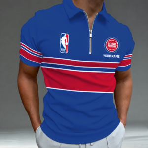 Limited Edition – Customized NBA Detroit Pistons Zip Polo Shirt TTH2107111