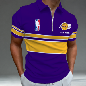 Limited Edition – Customized NBA Los Angeles Lakers Zip Polo Shirt TTH2107111