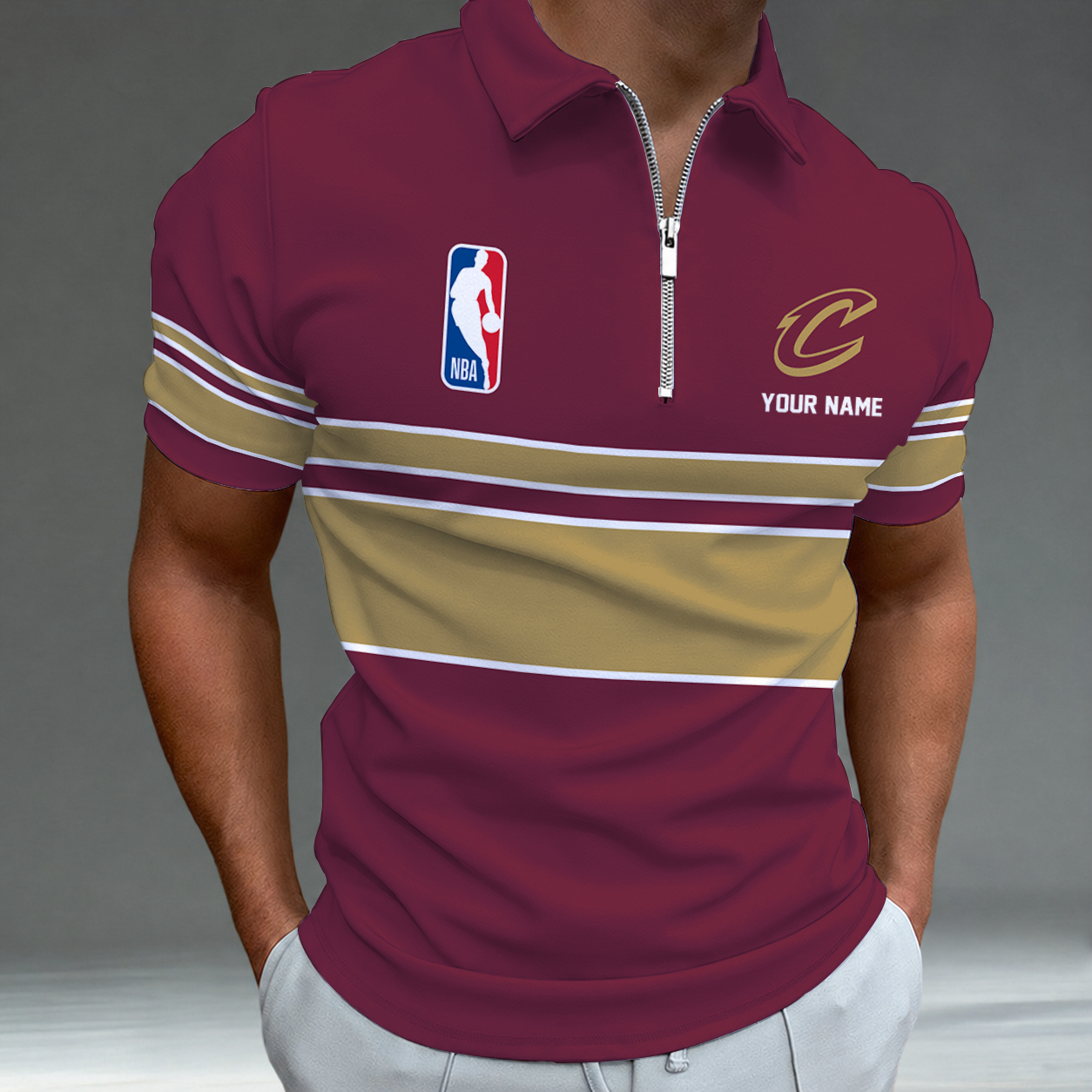 Limited Edition – Customized NBA Cleveland Cavaliers Zip Polo Shirt TTH2107111
