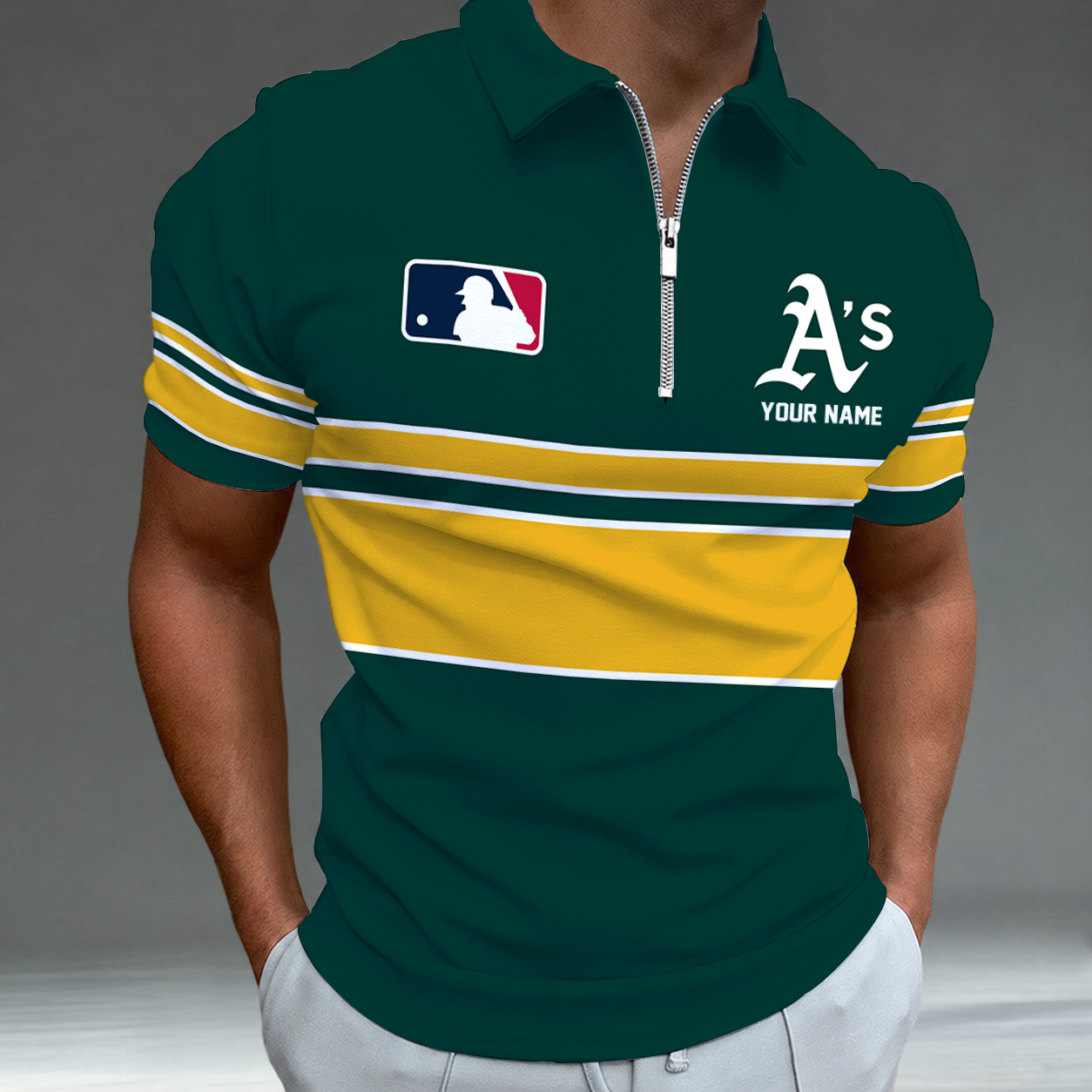Limited Edition – Customized MLB Oakland Athletics Zip Polo Shirt TTH2107116