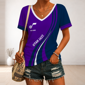 Limited Edition – New Customized NBA Utah Jazz V-Neck Female Shirt TTH2107126