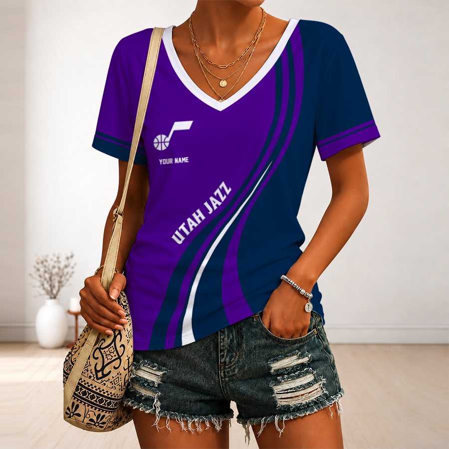 Limited Edition – New Customized NBA Utah Jazz V-Neck Female Shirt TTH2107126
