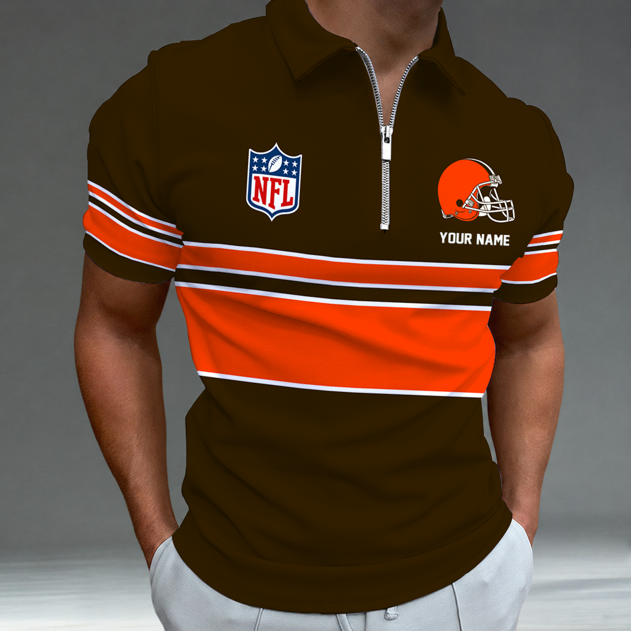 Limited Edition – Customized NFL Cleveland Browns Zip Polo Shirt TTH2107225