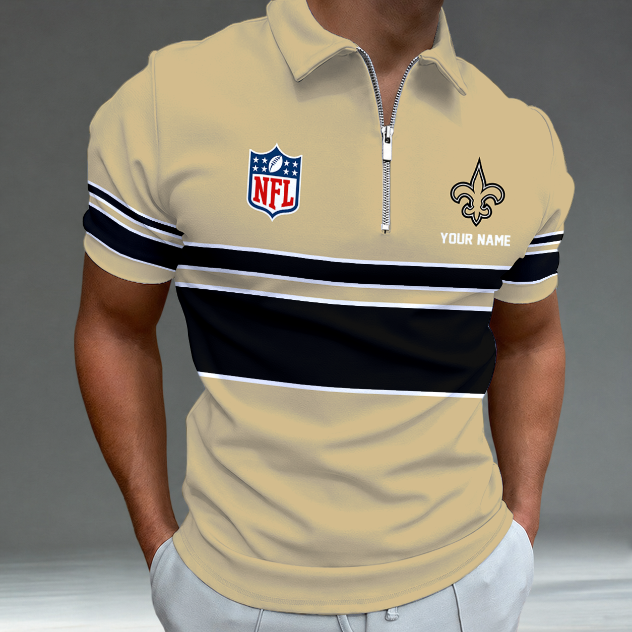 Limited Edition – Customized NFL New Orleans Saints Zip Polo Shirt TTH2107225