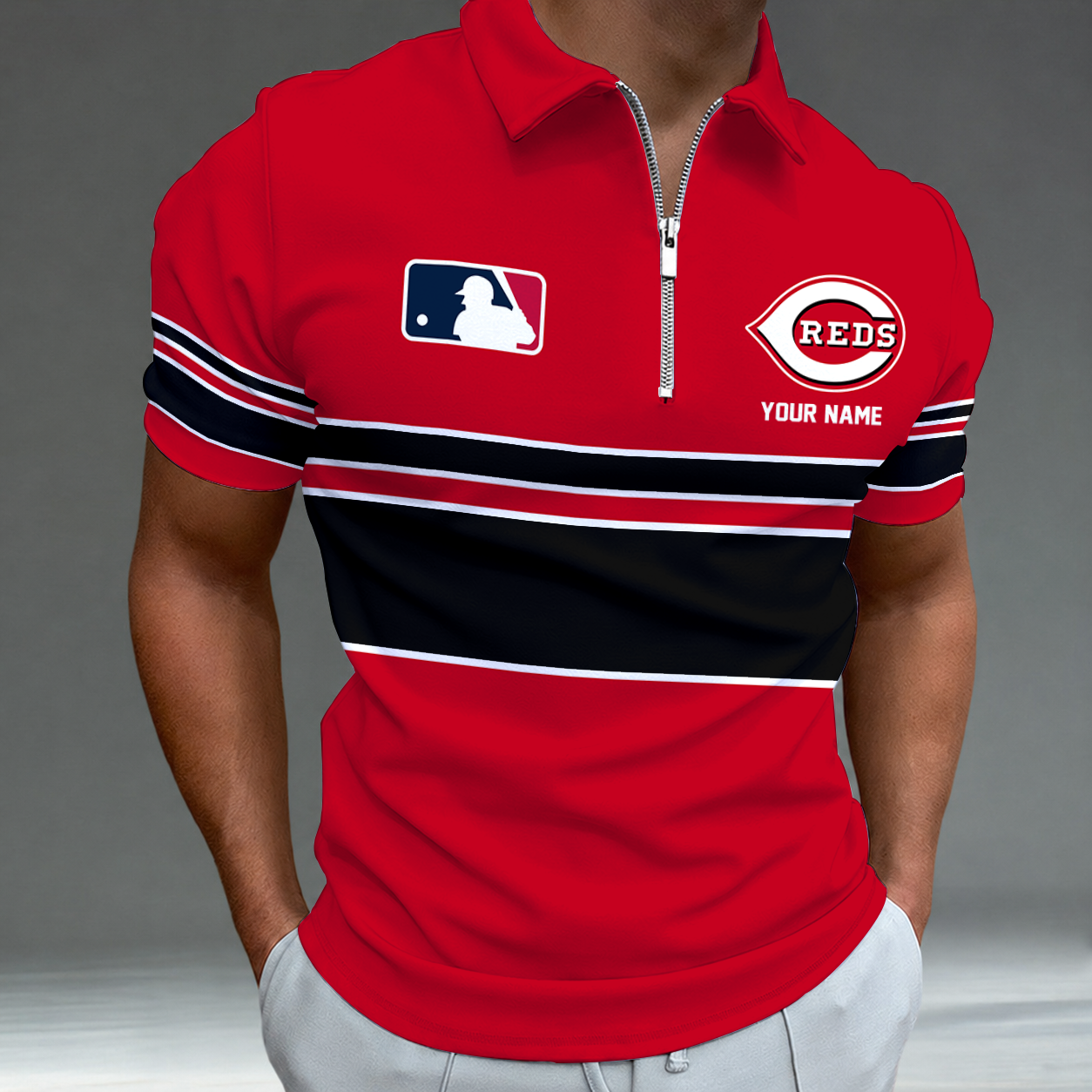 Limited Edition – Customized MLB Cincinnati Reds Zip Polo Shirt TTH2107116