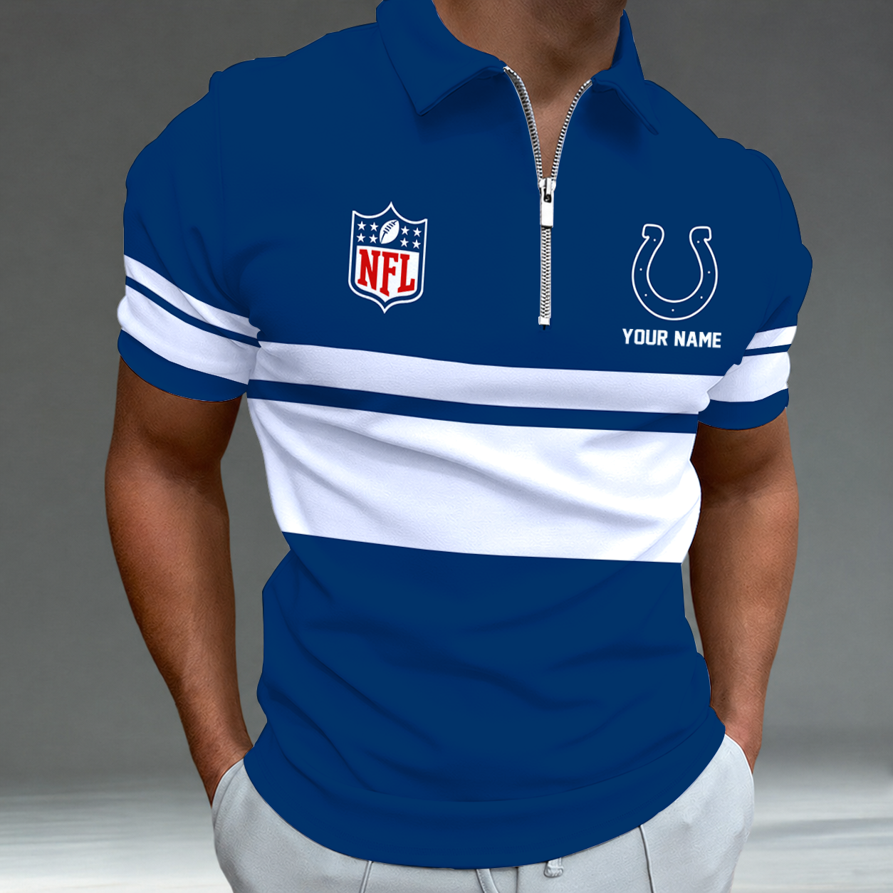 Limited Edition – Customized NFL Indianapolis Colts Zip Polo Shirt TTH2107225