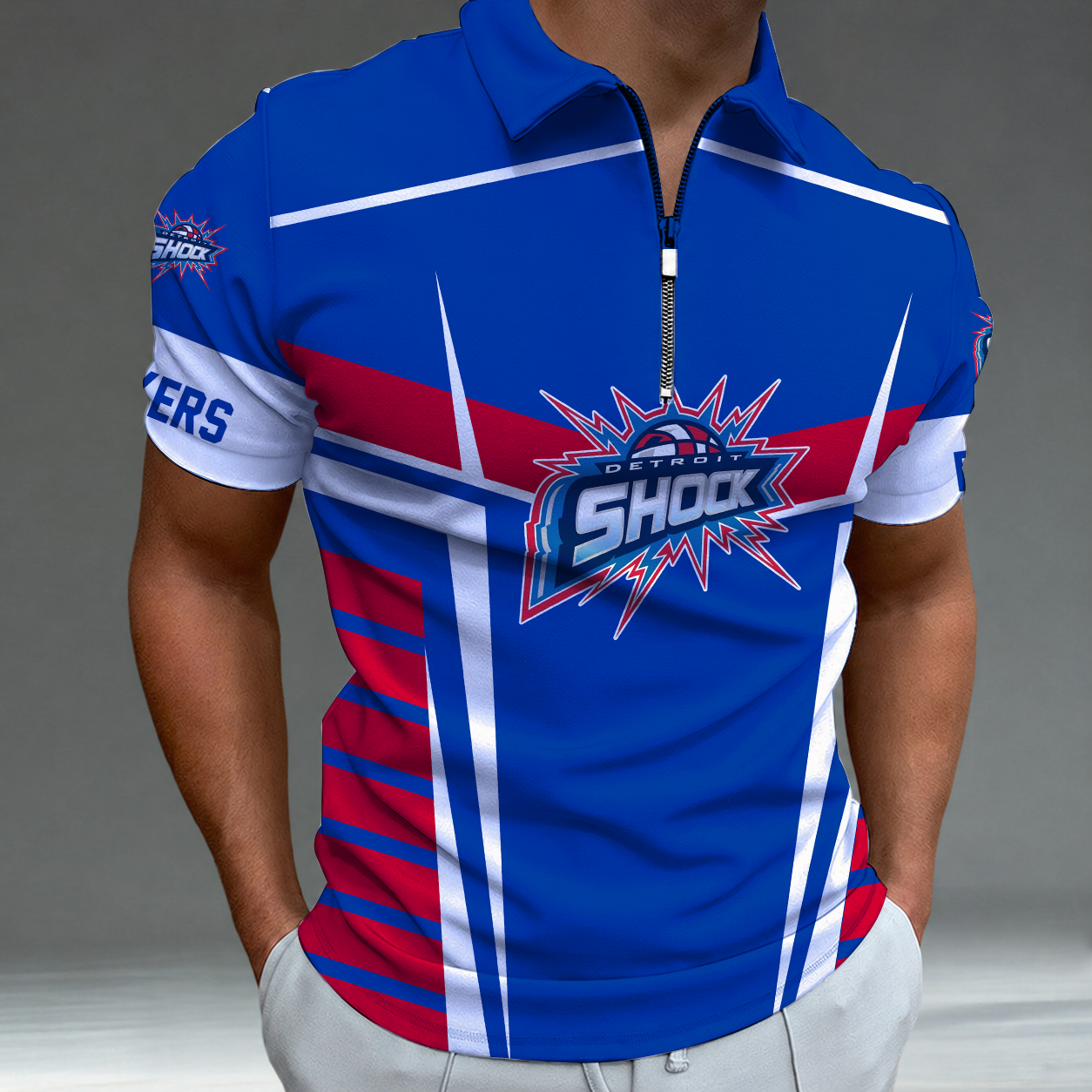 Limited Edition – Customized WNBA Detroit Shock Zipper Polo Shirt TTH2107124