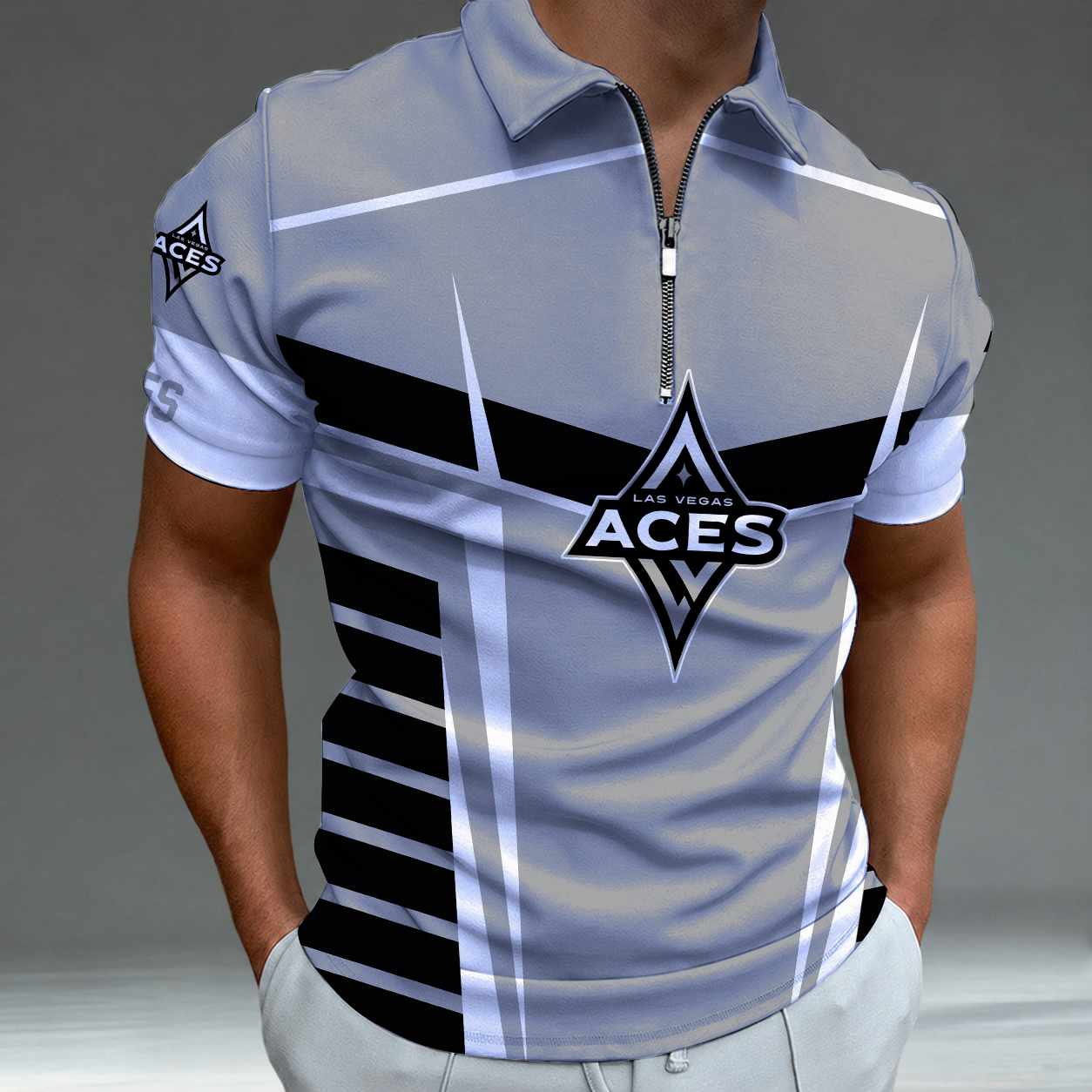 Limited Edition – Customized WNBA Las Vegas Aces Zipper Polo Shirt TTH2107124