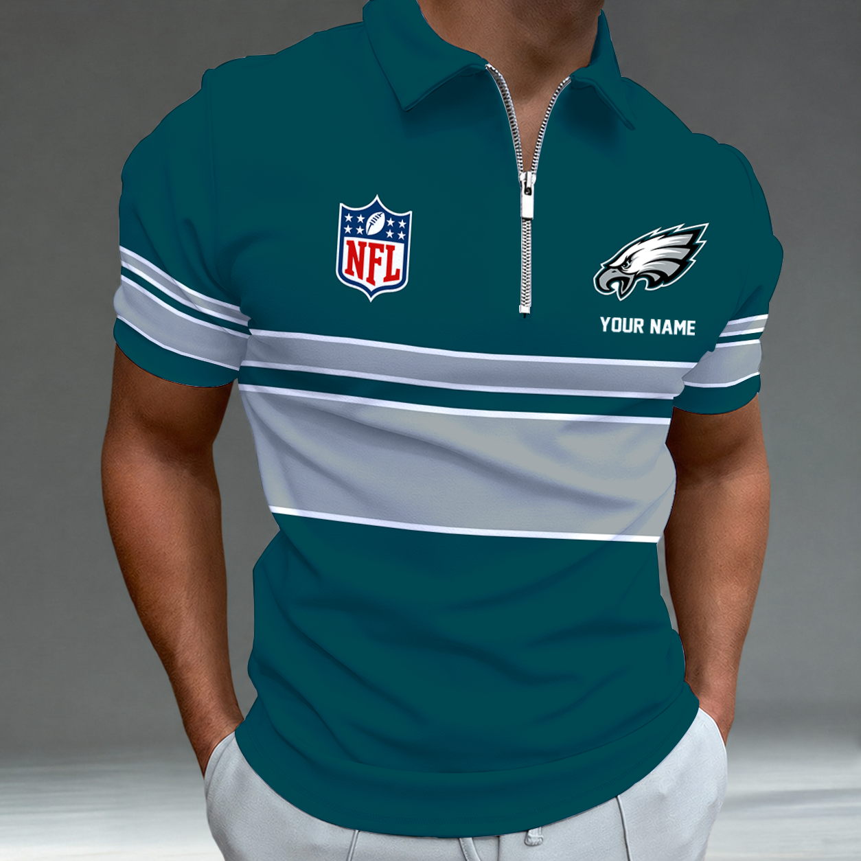 Limited Edition – Customized NFL Philadelphia Eagles Zip Polo Shirt TTH2107225