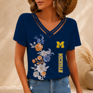 Limited Edition – Customized NCAA Michigan Wolverines V-Neck Shirt TTH2107118