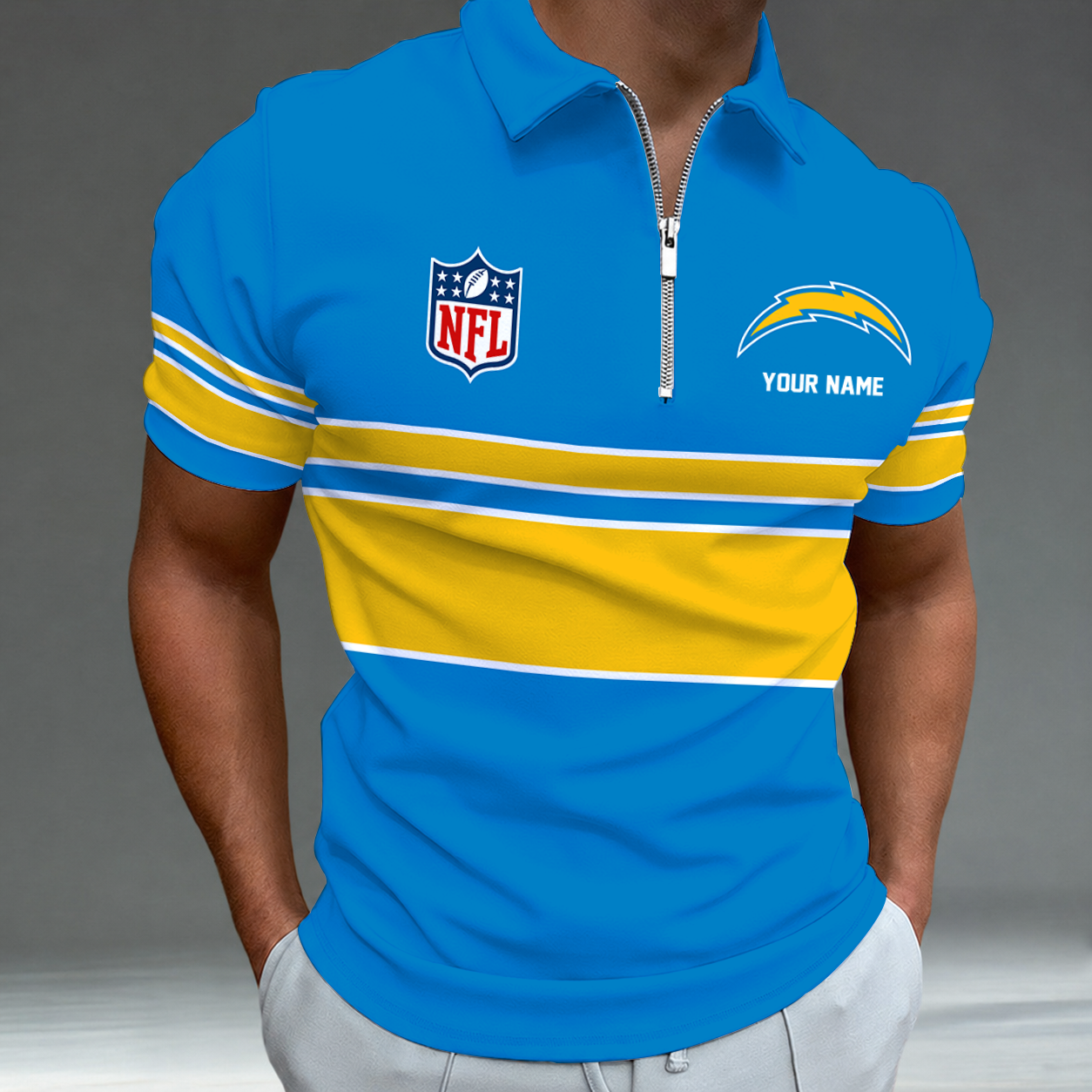 Limited Edition – Customized NFL Los Angeles Chargers Zip Polo Shirt TTH2107225