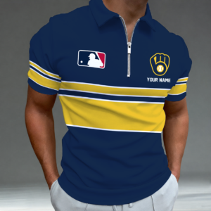 Limited Edition – Customized MLB Milwaukee Brewers Zip Polo Shirt TTH2107116