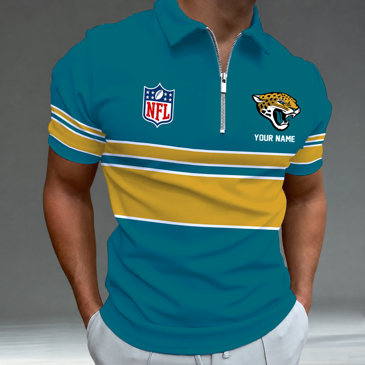 Limited Edition – Customized NFL Jacksonville Jaguars Zip Polo Shirt TTH2107225