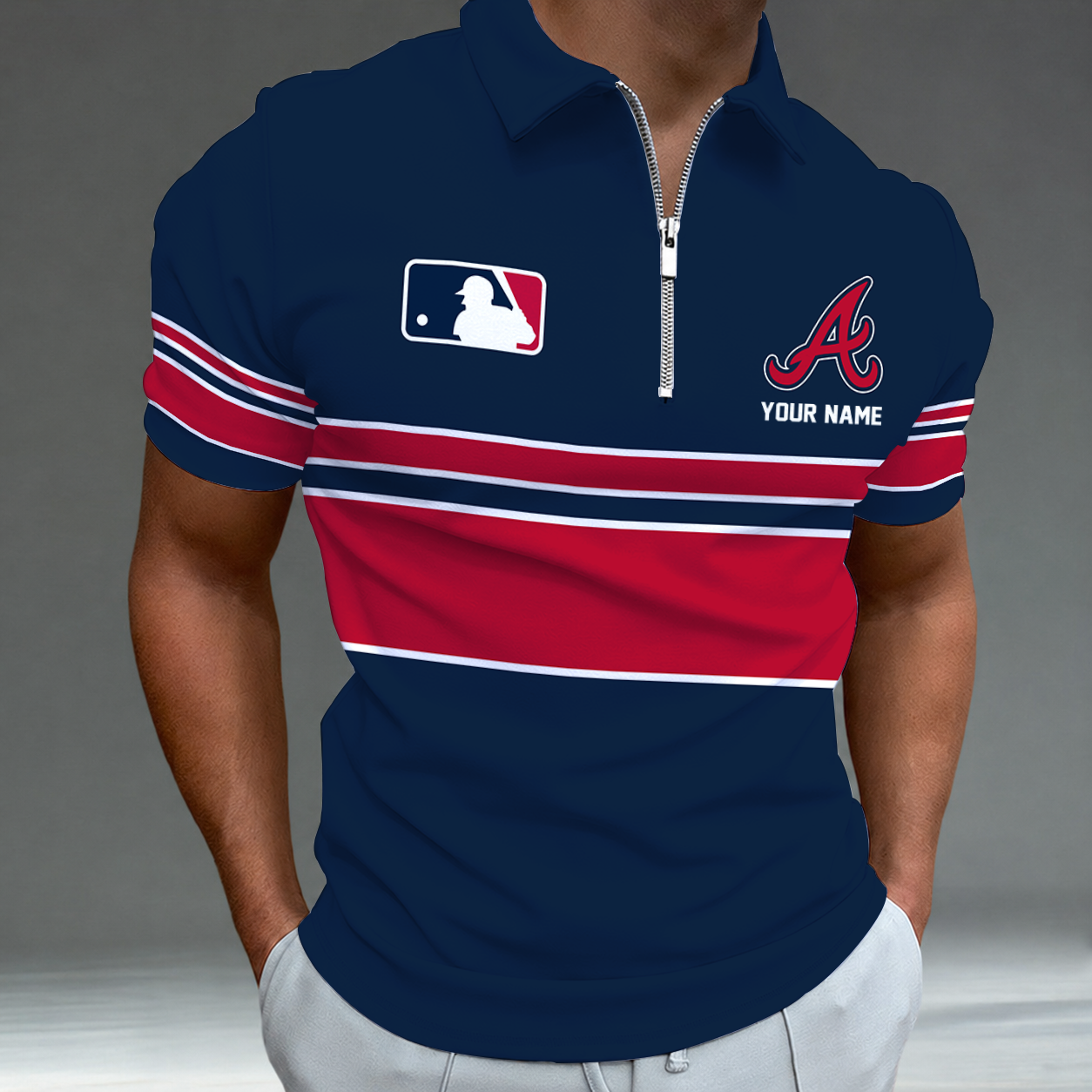Limited Edition – Customized MLB Atlanta Braves Zip Polo Shirt TTH2107116