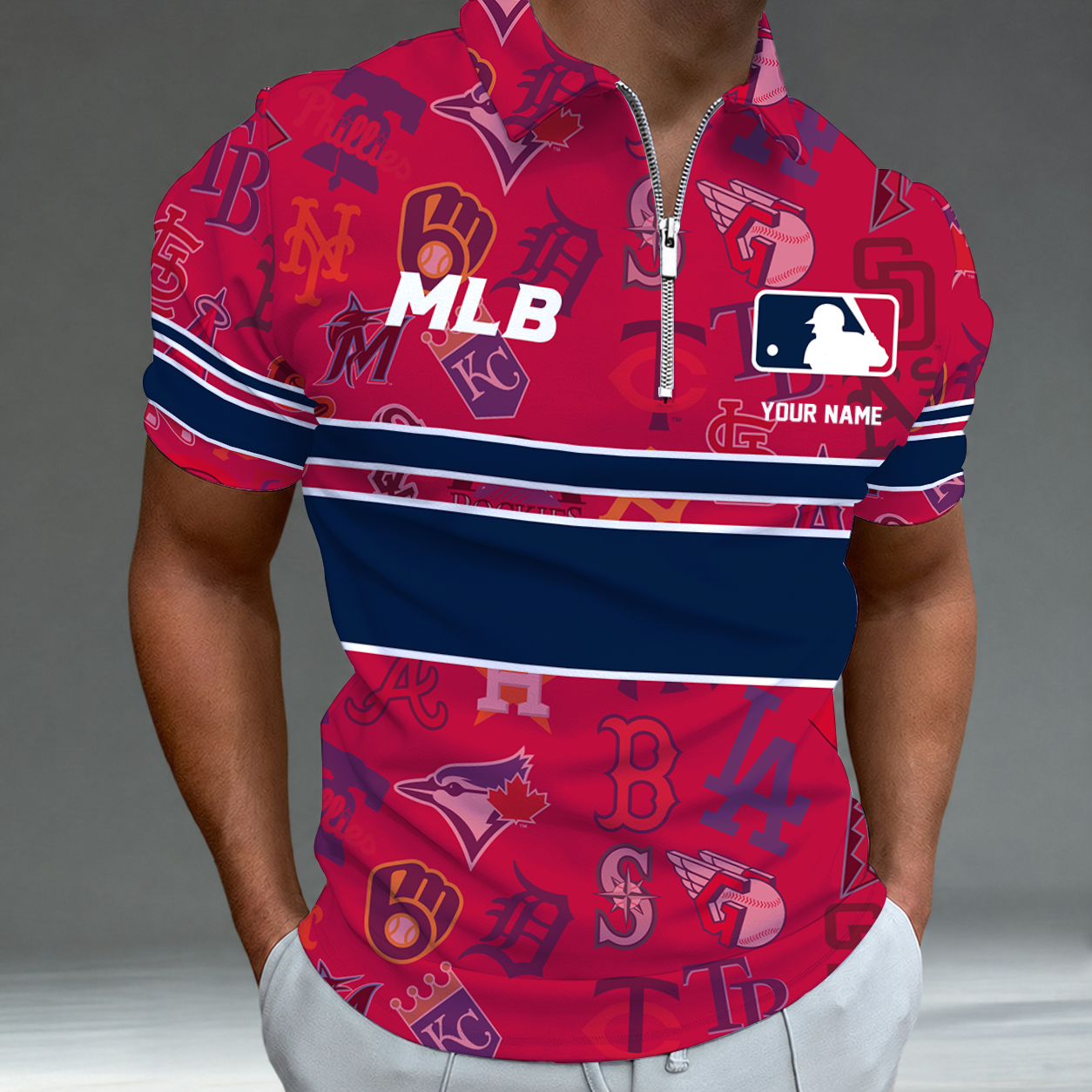 Limited Edition – Customized MLB All Teams Zip Polo Shirt TTH2107116