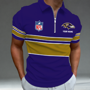 Limited Edition – Customized NFL Baltimore Ravens Zip Polo Shirt TTH2107225